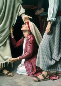 Woman touching robe of Jesus