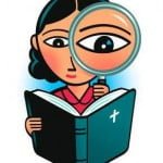 Girl Studying Bible with Magnifying Glass