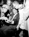 Views of Rev. Martin Luther King, as he was stabbed in chest with letter opener.
