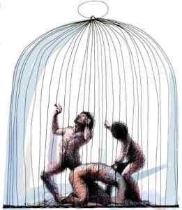 Men Trapped in Cage