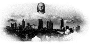 "Jesus over city" by Lars Justinen