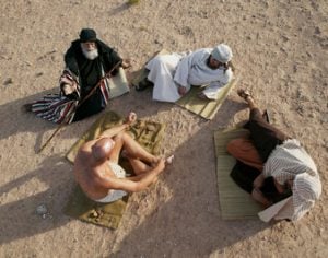 Job and friends in desert