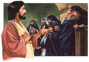 Jesus talking with Angry Pharisee