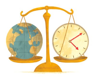Globe of Earth and a Clock on a Scale