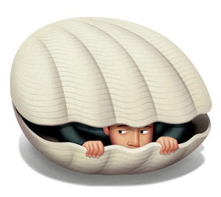 Man Hiding in Clam Shell