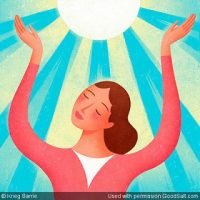 Woman with Hands Raised Toward the sun