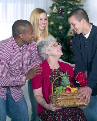 Young People Helping Older Woman