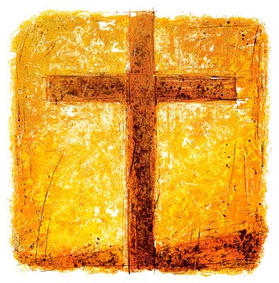 The Cross in Brown with Yellow Background