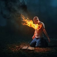 Man with Burning Heart and Bible