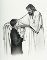 Spotless Robe Being Placed on Man