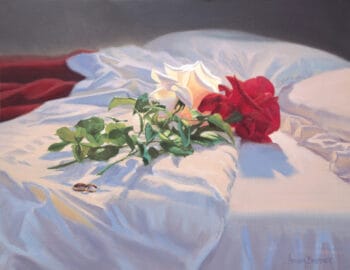 Flowers Arranged On a Bed