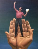 Young Preacher Standing in the Hands of Jesus
